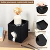 2 In 1 Square Tissue Box Cover PU Leather Cube Facial Tissue Dispenser with Top Tray Desktop Decoration for Home Bathroom Office