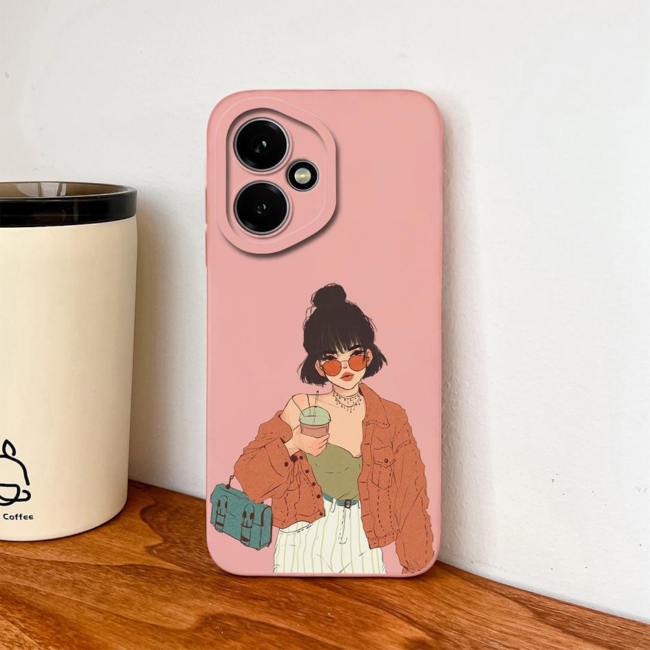 Case For Honor 400 Pro Global Cartoon Dinosaur Back Cover Liquid Silicone Full Protection Durable Shockproof Phone Protectors