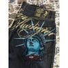 BeatStreet Vintage Statue of Liberty Diamonds Jeans Casual Denim Pants High Waist Straight Wide Leg Jeans Harajuku Y2k 2000s Women Clothing