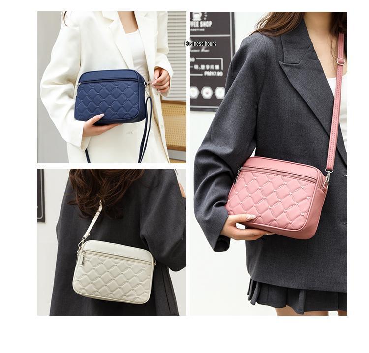 Damen Bestickte Diamantmuster Mehrschichtige Umhänge-Schultertasche für Mütter