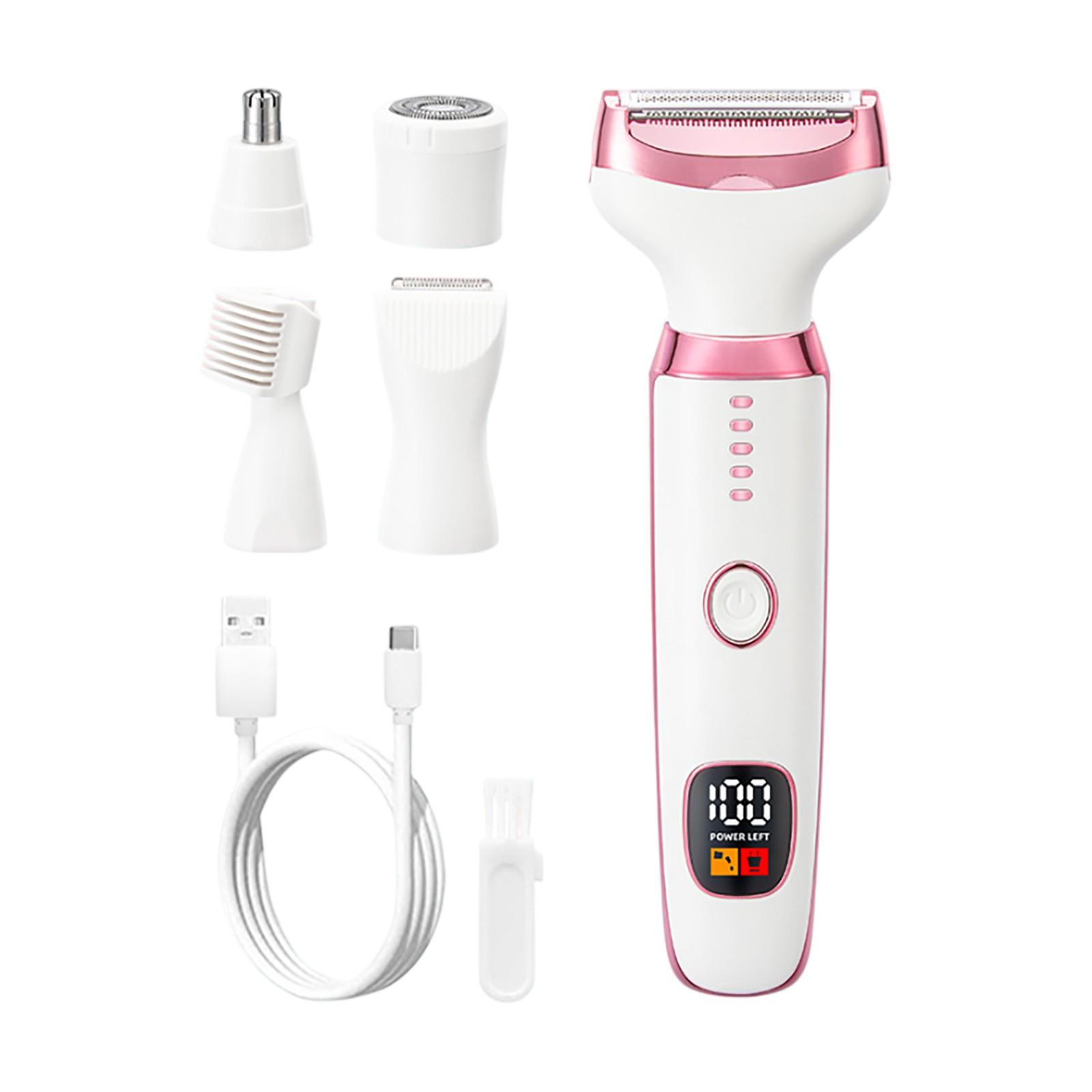 

5 в 1 электробритва для женщин интимные части бритва инструмент для удаления волос перезаряжаемый цифровой дисплей One Size розовый