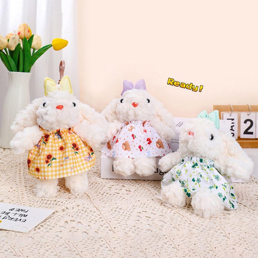 Rabbit Doll Plush Rabbit Keychain Bowknot Car Key Ring Creative Drooping Ear Rabbit Pendant  Gifts