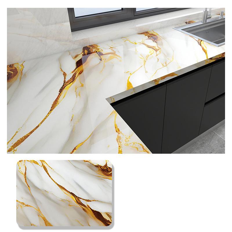 Imitation Marble Thickend Self-adhesive Kitchen Cooktop Protective Film Marble Desktop Film High Temperature Oil Resistant Sticker