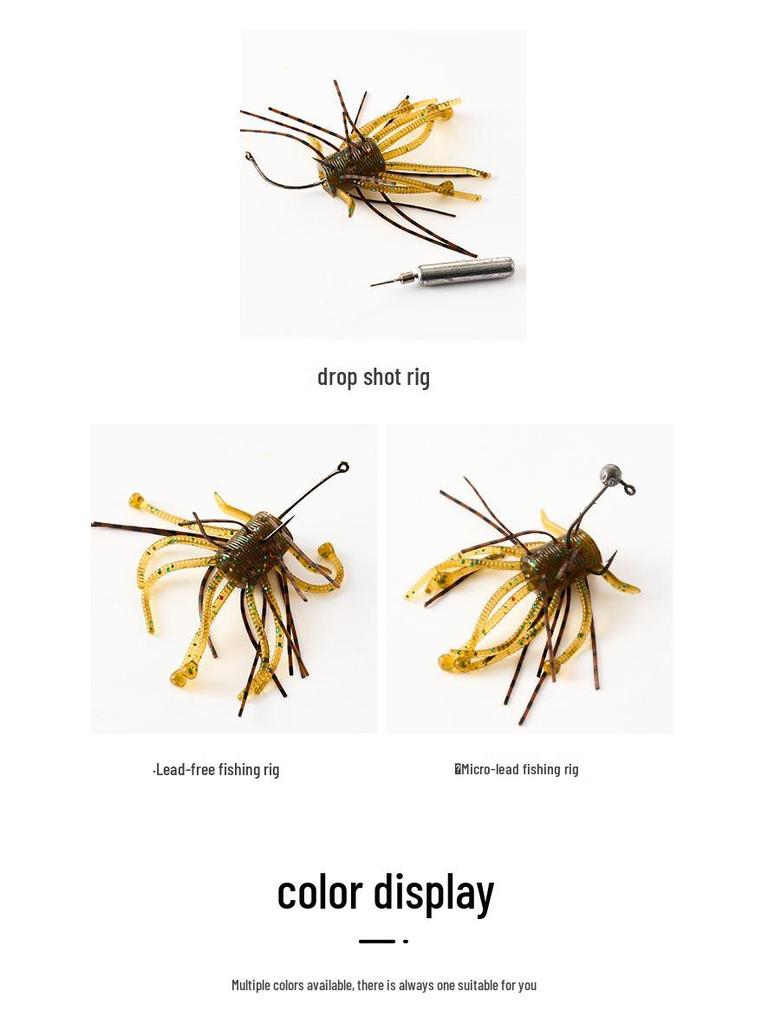 Revised Product Name: Lead-Free Slow-Sinking Black Spider Soft Lure for Sea Fishing