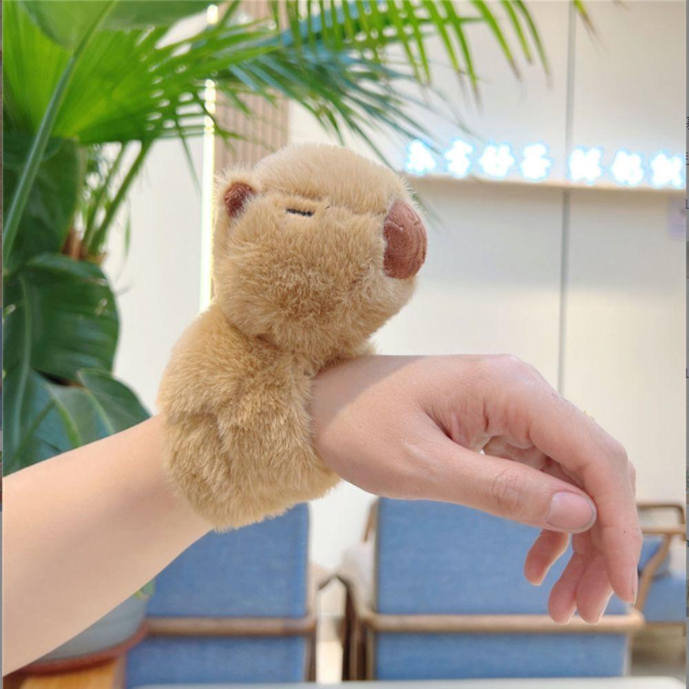 Plush Capybara Slap Wristband Stuffed Dolls Huggers Slap Toy Cute Interactive Toy  Kids Gift