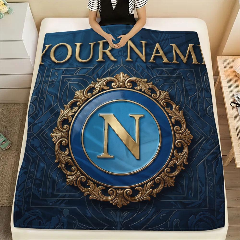 Custom Name,SSC Napoli Printed Flannel Blanket, Soft Throw for Bedroom Sofa, Washable, Christmas Present, Great Gift.