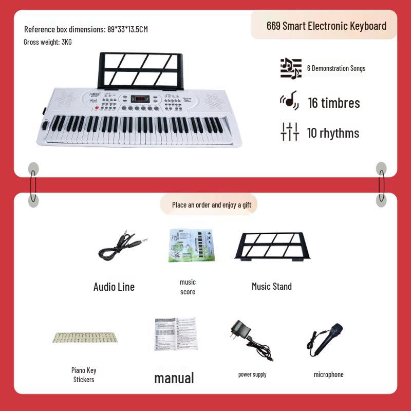 Portable 61-Key Electronic Keyboard for Beginner Students