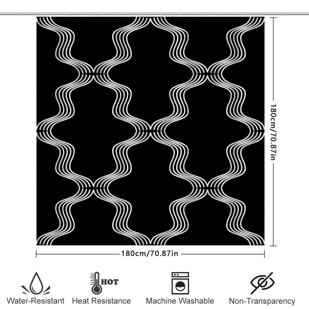 Modern Black White Shower Curtain With Unique Pattern Ideal For Bathroom Decor! (#1596802)