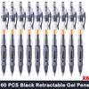 10/100 PCS Roise Retractable Gel Pens Set Black/Red/Blue Ink Ballpoint for Writing Refills Office School Supplies Stationery