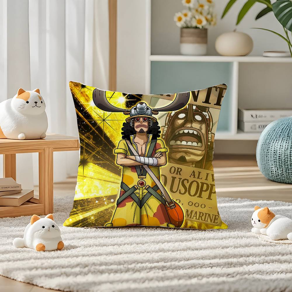 One Piece Monkey D Luffy Anime Plush Pillow Cover Soft Short Plush Cushion Cover For Sofa Bedroom Home Decor Gift Decoration