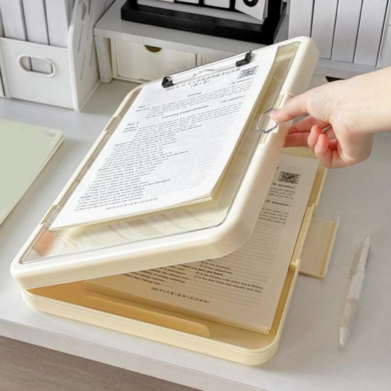 Multi-Function Exam Folder with Clip A4 Document Organizer Transparent Waterproof Writing Board Portable File Folder