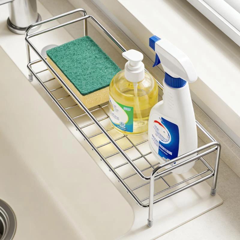 Modern Stainless Steel Sink Caddy for Sponge Storage Ideal for Kitchen Countertop