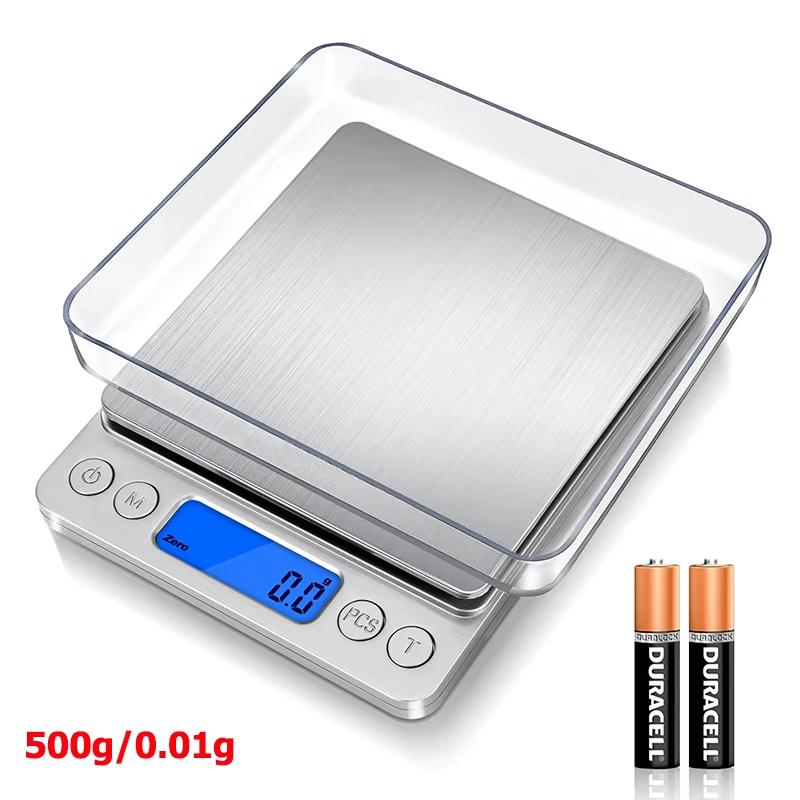 Digitale Lebensmittelwaage mit Gramm und Unzen Küchenwaage mit Tablett Tragbare Mini-Digitalwaage 6 Messmodi mit LCD-Anzeige Y223