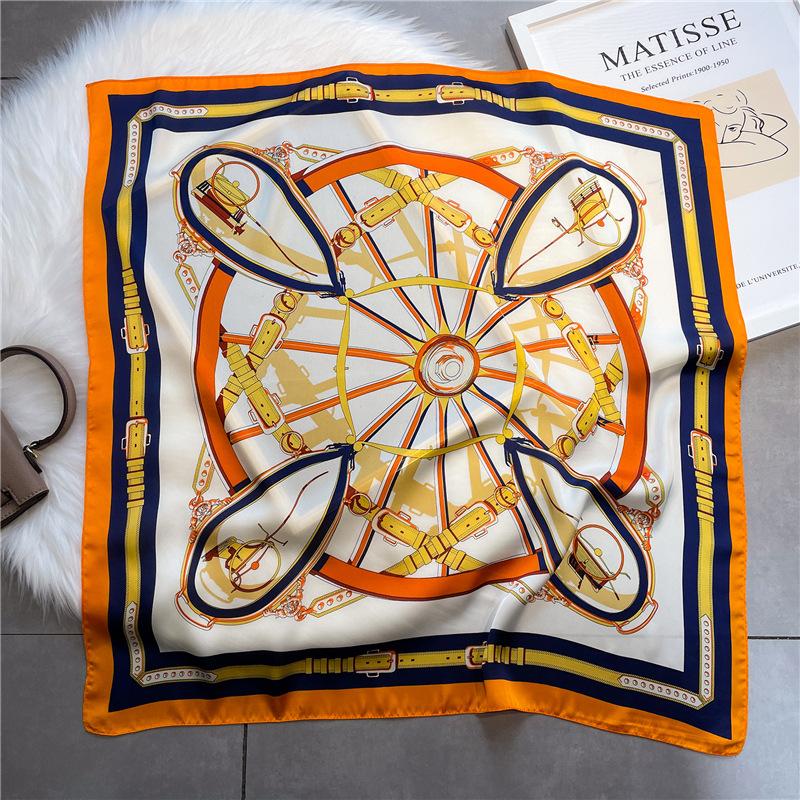 2025 New Fashion 70X70cm Printed Women's Scarf Pashmina Silk Scarf Square Shawl Decorative Headband Neck Luxury Design Bandana