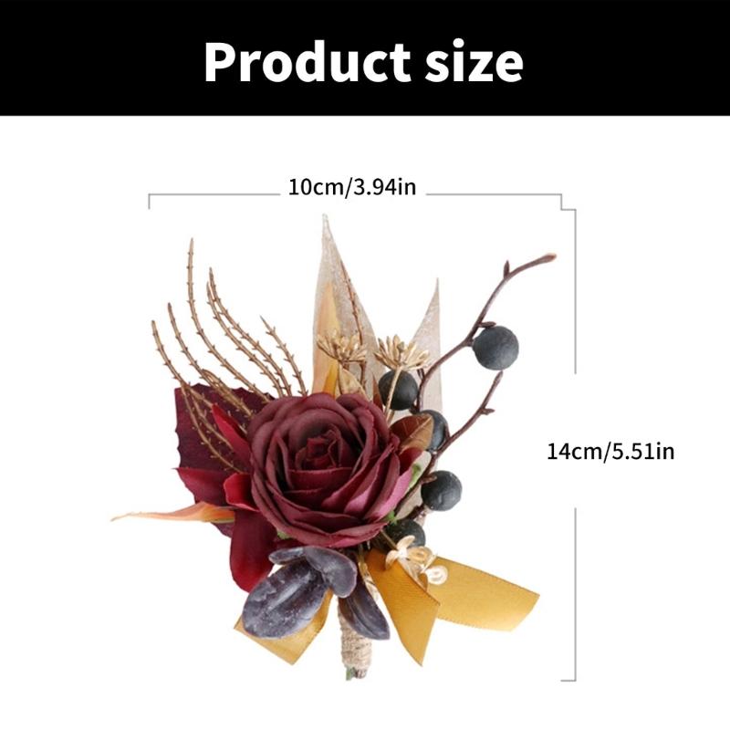 Elegantes staubiges Seidenrosen Ansteckblumen für Herren Set von 5 für Bräutigame und Trauzeugen Hochzeits-Abschlussball-Party-Zubehör