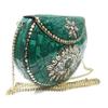 Turquoise Stone Mosaic Metal Bag Antique Ethnic Bridal Clutch Indian Purse Party Clutch Women Bag