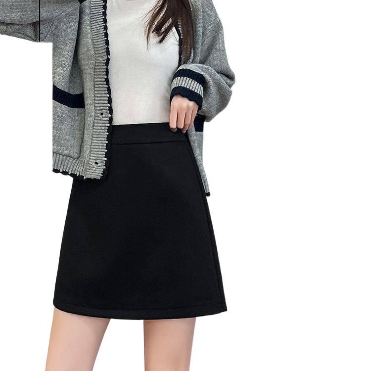 2025 Autumn/Winter Woolen High-Waisted A-Line Mini Skirt - Korean Style, Slimming, Versatile, College Chic, Anti-Exposure.