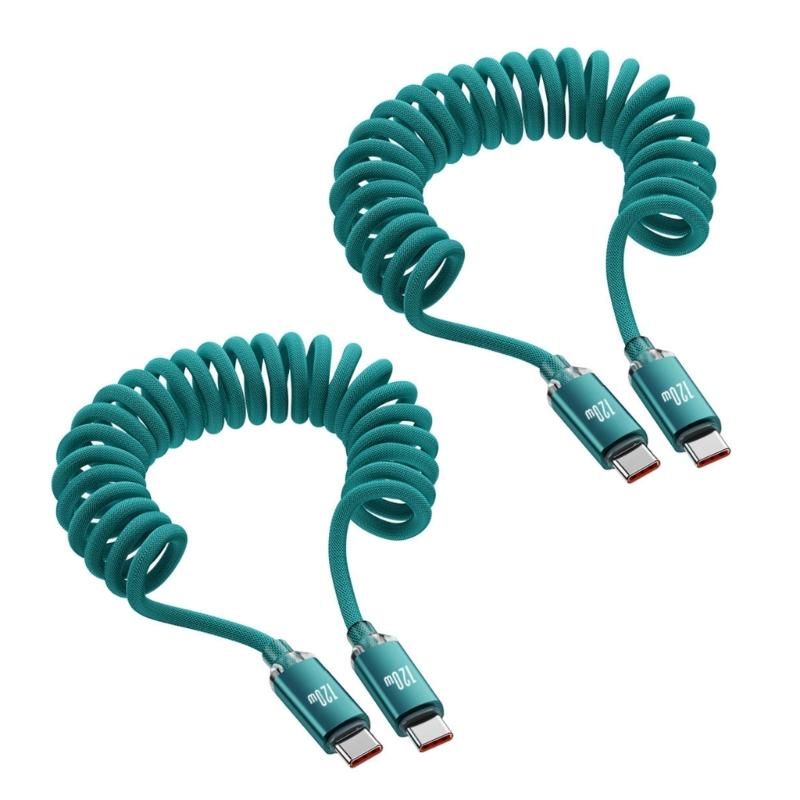 Fast Power Cable 120W USB C to Type C Spring Reinforced Body Anti Break Design Suitable for Mobile Devices Charging