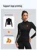 Giacca da Yoga in Velluto Spesso Juyitang - Vestibilità Aderente, Collo Alto, Manica Lunga per Fitness Autunno/Inverno