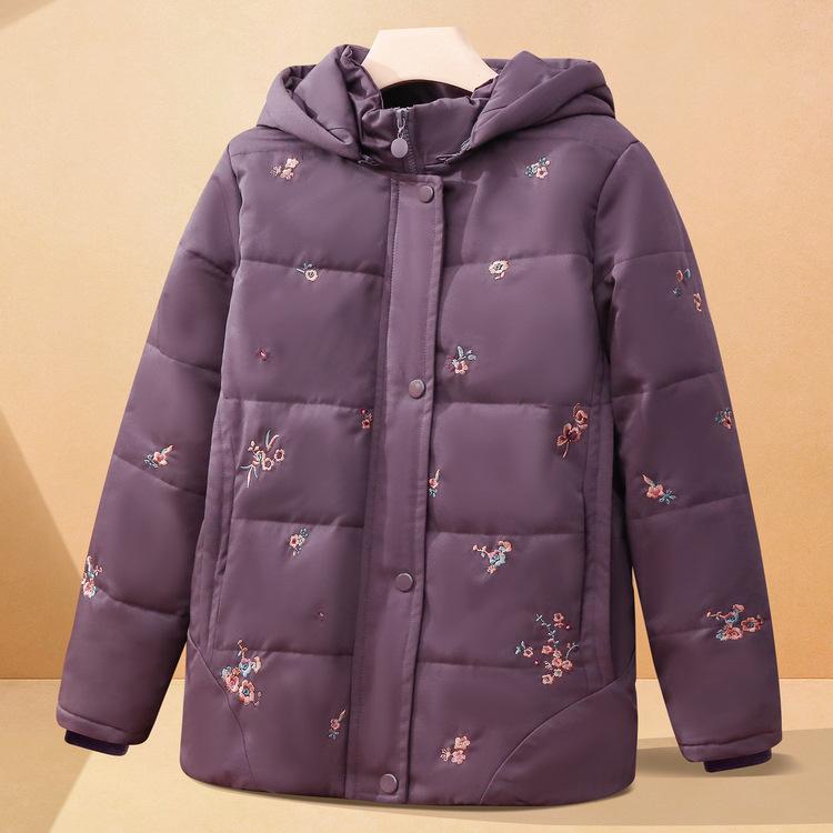 Middle-aged Mother Winter Clothes Floral Cotton Jacket Middle-aged and Elderly Women Fashion Coat Elderly Winter Clothes Old Lady with Hat
