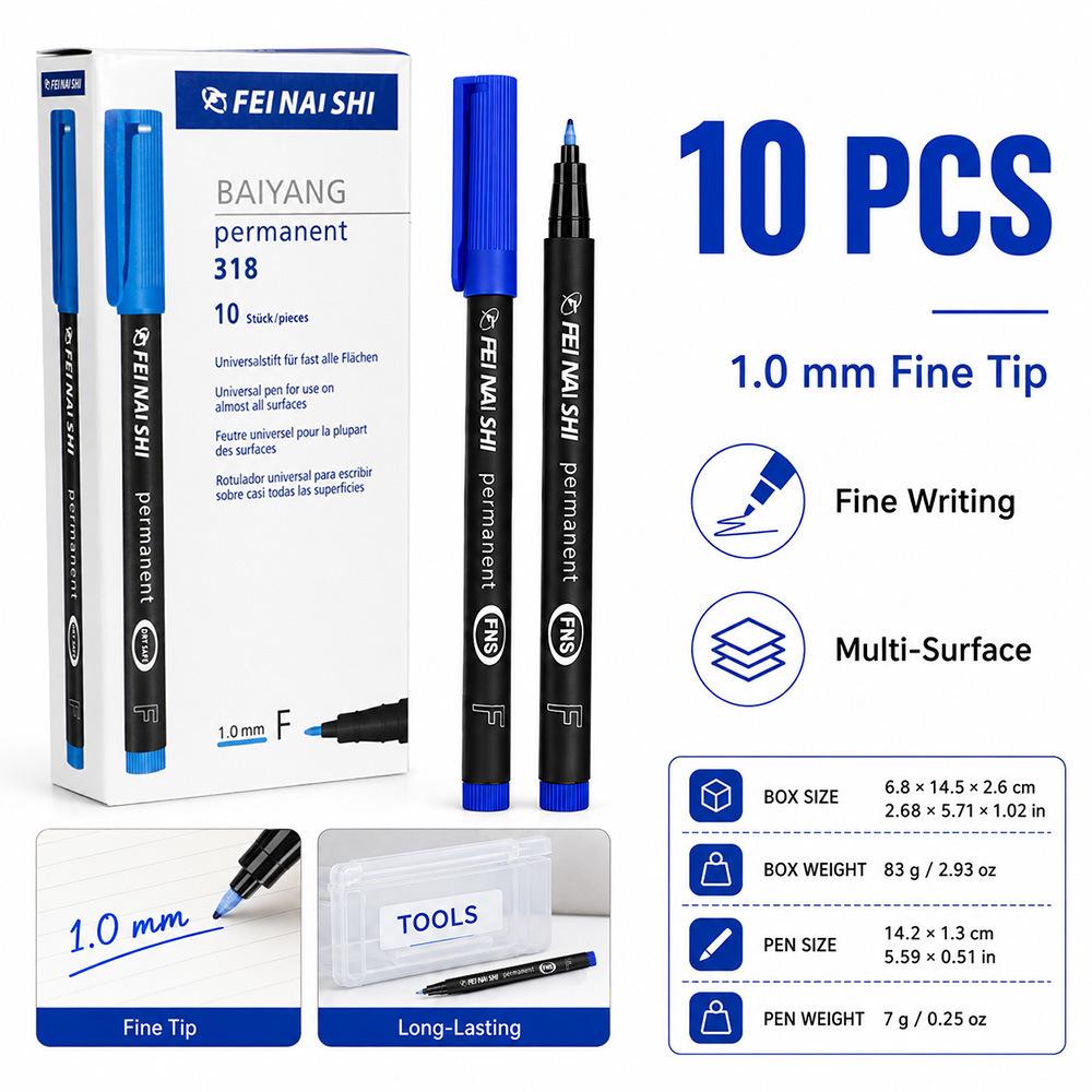 Waterproof 1.0mm Fine Tip Marker Pen for Colorful Quick-Drying Surface Labeling