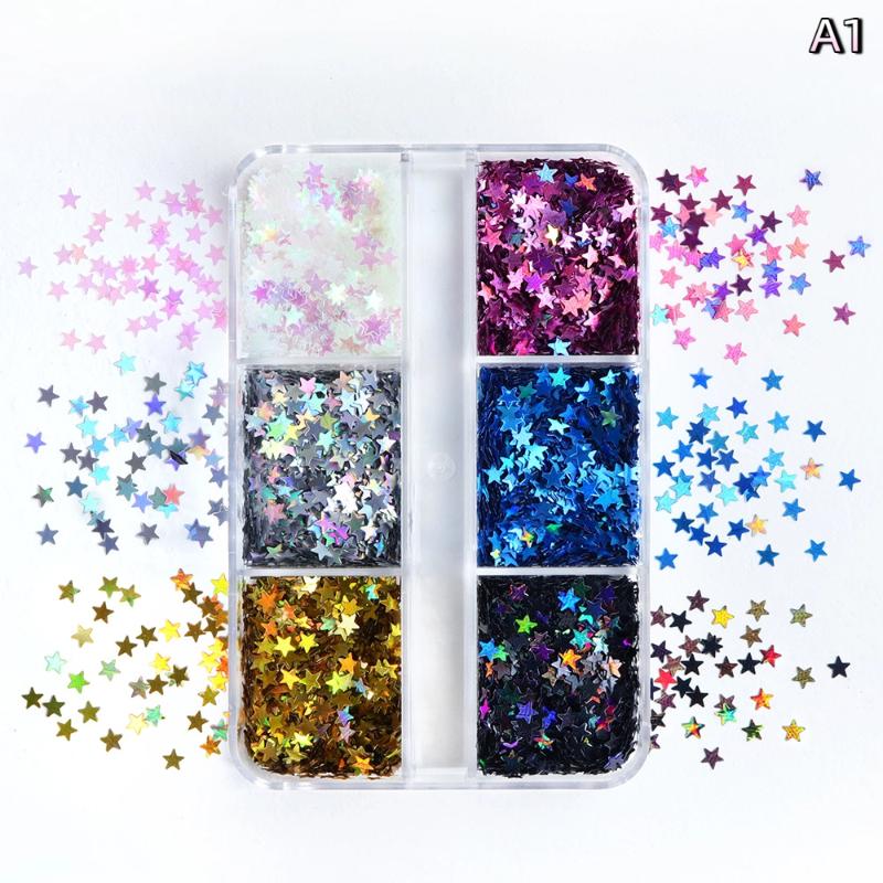 

1Box Colorful Nail Charms Laser Star Sequins Mix 3D Thin Sheet for Gel Manicure DIY Nail Art Decoration