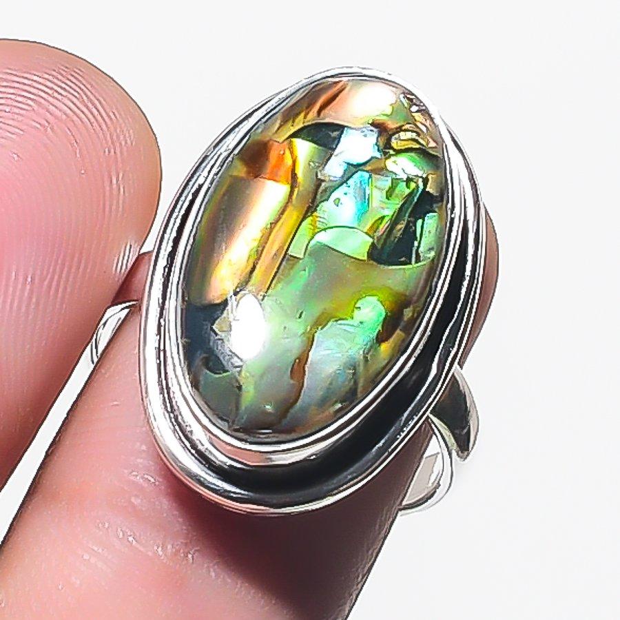 

Зеленый триплет опал драгоценный камень 925 стерлинговое серебро ювелирное кольцо размер 7,5