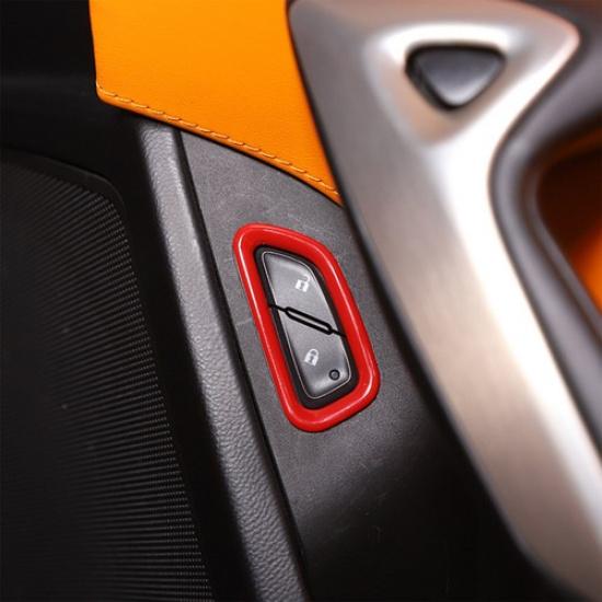 Red Door Lock Switch Button Cover Trim molding for Corvette C7 2014-19