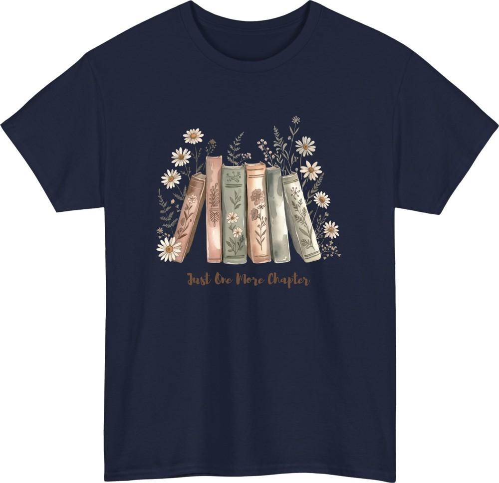 Just One More Chapter Book Lover TShirt Floral Books Graphic Tee Cute tee top S