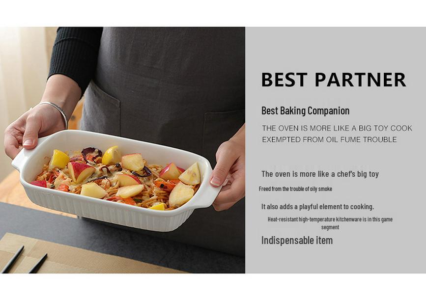 Western Style Ceramic Baking Dish - Oven Safe for Rice, Cheese, Pizza, and Pasta