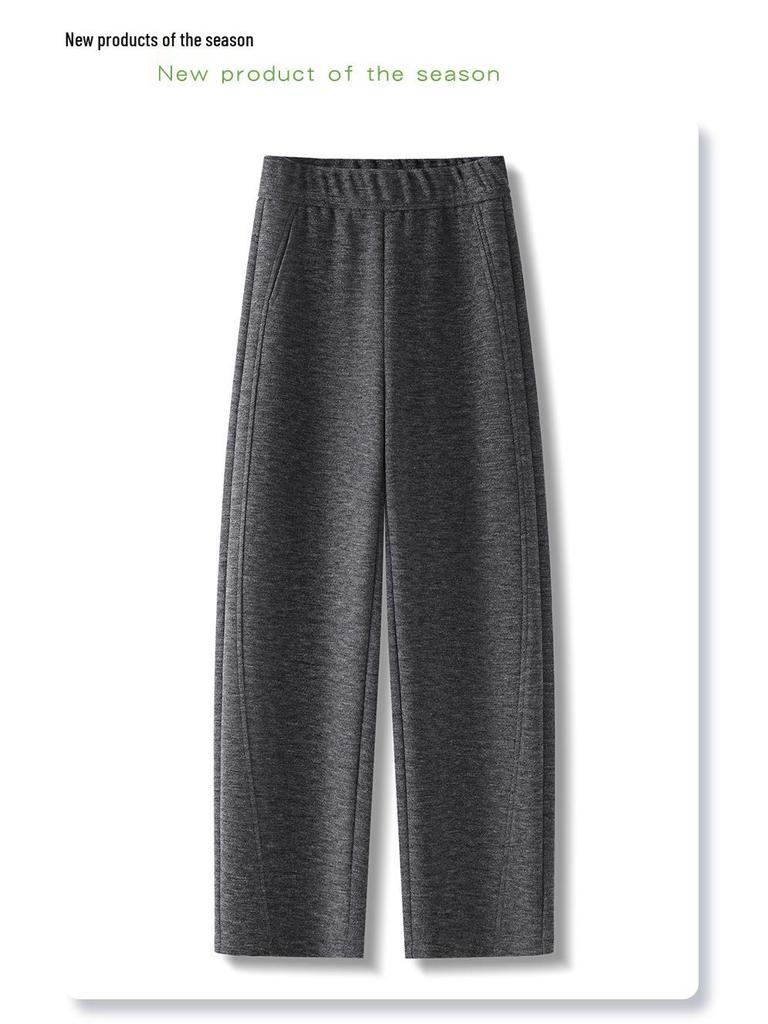 Women's Gray Woolen High-Waist Scimitar Pants - 2024 Autumn/Winter Collection
