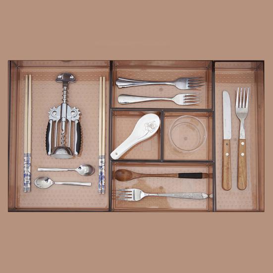 Grids Bowl Spoon Knife Holder Storage Box Drawer Organizer Kitchen Accessories