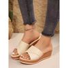 Women's Summer New Women's Slope-heeled Thick-soled Slippers Large-size One-word with Fish Mouth Slope-heeled Slippers