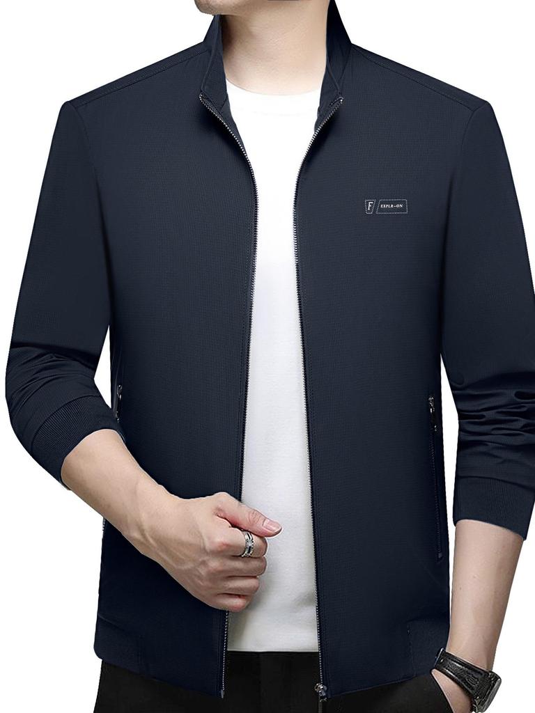 2024 Spring Men's Business Casual Jacket - Solid Color, Versatile Dad Style