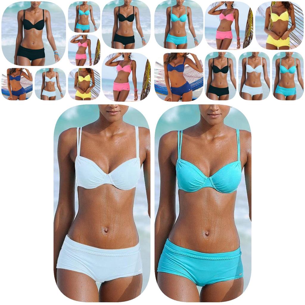 Elegant Solid Color Bikini For Women Sexy Backless Swimsuit With Underwire