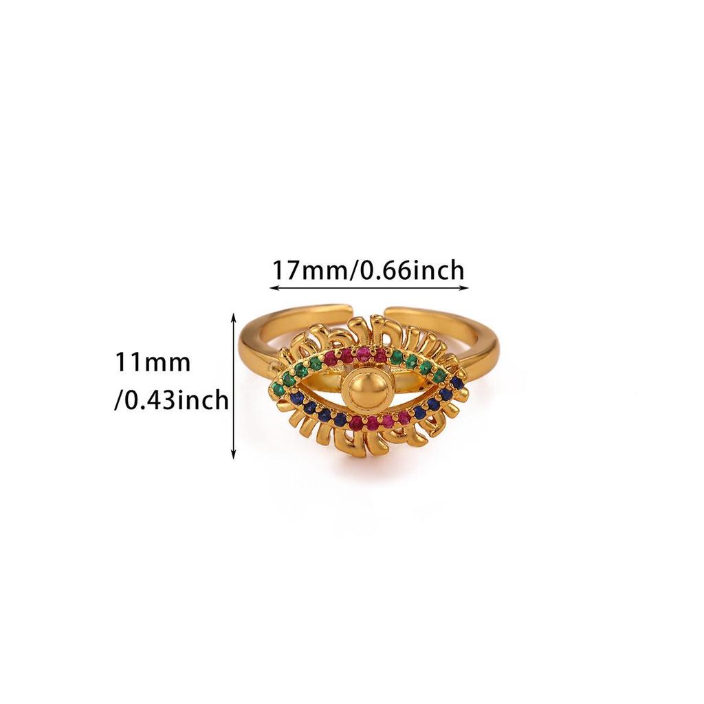 Vintage Enamel Demon Eye Zirconia Adjustable Ring