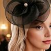 Women Fascinators Hat Headband Base Design Stable Non-Slip Lightweight Mesh Flower Shape Headgear Tea Party Hat Accessories