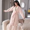 Coral Fleece Nightgown Women 'S Winter Lace -Up Pajamas Homewear Flannel Hotel Style Long Bathrobe Set