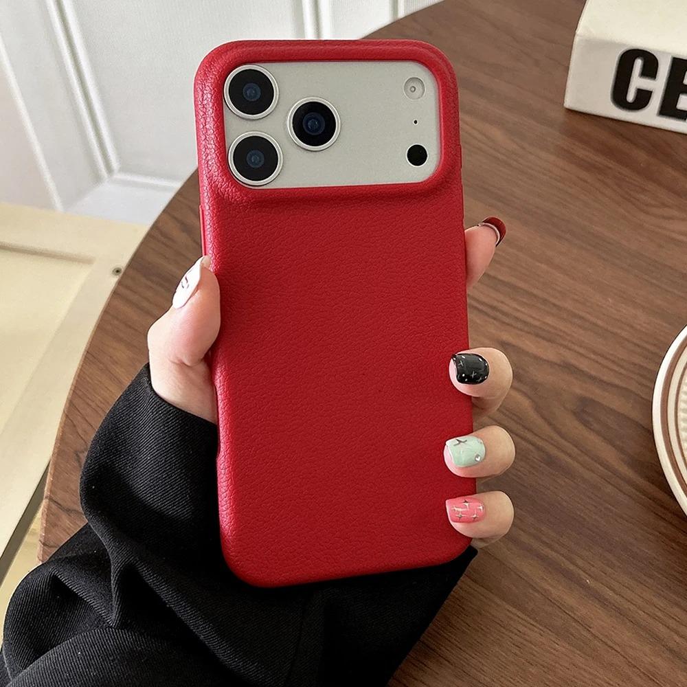Luxury Leather Texture Phone Case For iPhone 18 Pro Max 17 Air 16 Plus 15 14 13 12 Pro Max Shockproof Soft TPU Cover Funda