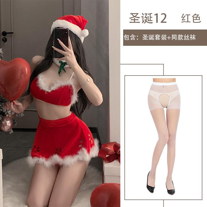 Sex Lingerie Female Sweet Cute Plush Christmas Sex Dress Sexy Slim Cosplay Uniform Suit