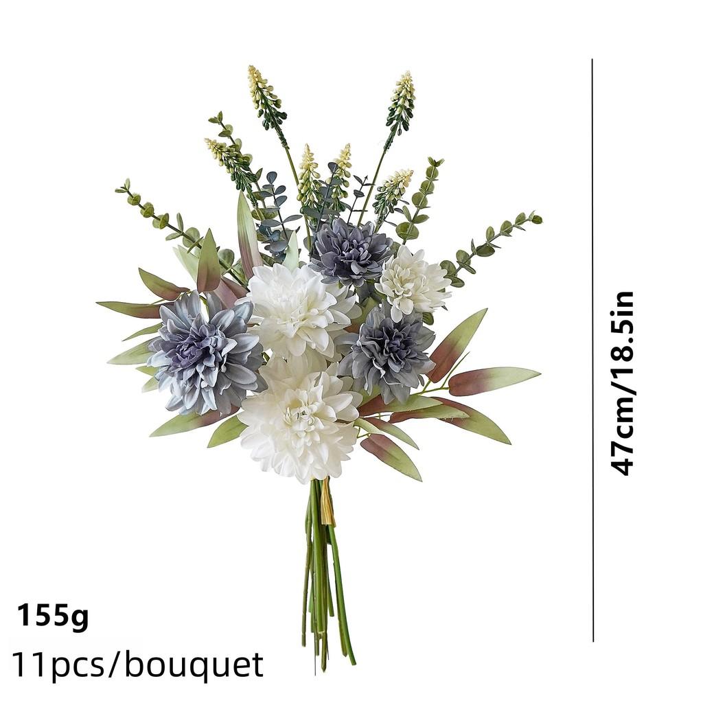 Популярный набор букетов из искусственных роз с цветами, вдохновленными георгинами, элегантный белый и фиолетовый, для гостиных Юго-Восточной Азии, домашний декор