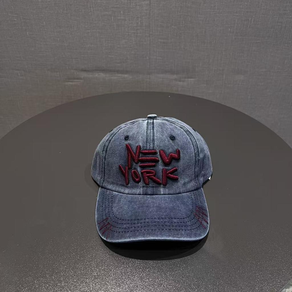 Washed Cotton Baseball Cap New Men's Curved Brim Cap Outdoor Sunshade Sun Protection Hat Retro Trendy