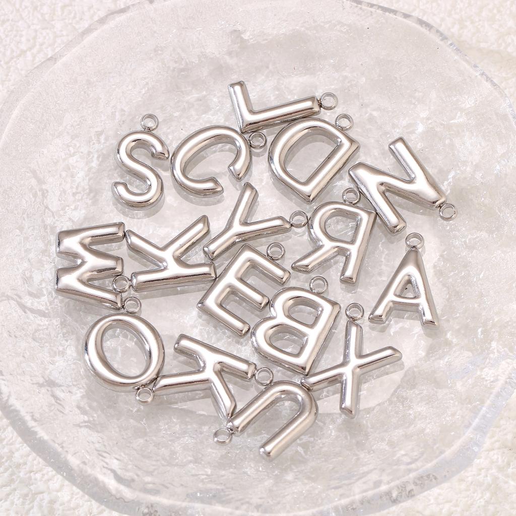 3Pcs Bubble Alphabet Charm Silver Color Stainless Steel Initial English Letter Pendant DIY Bracelet/Necklace Gift Jewelry Making