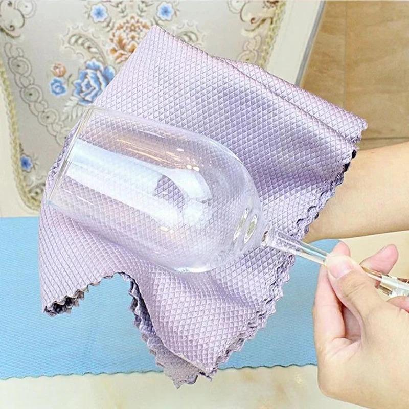 6PCS Microfiber Dish Cleaning Cloth, Super Absorbent Anti-grease Wiping Rag for Kitchen Window Glass Household Cleaning Towel