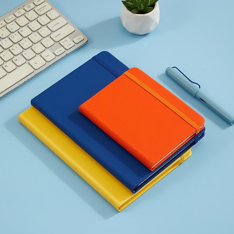 A5 Solid Color PU Leather Lace-Up Notebook with Custom Logo Option.