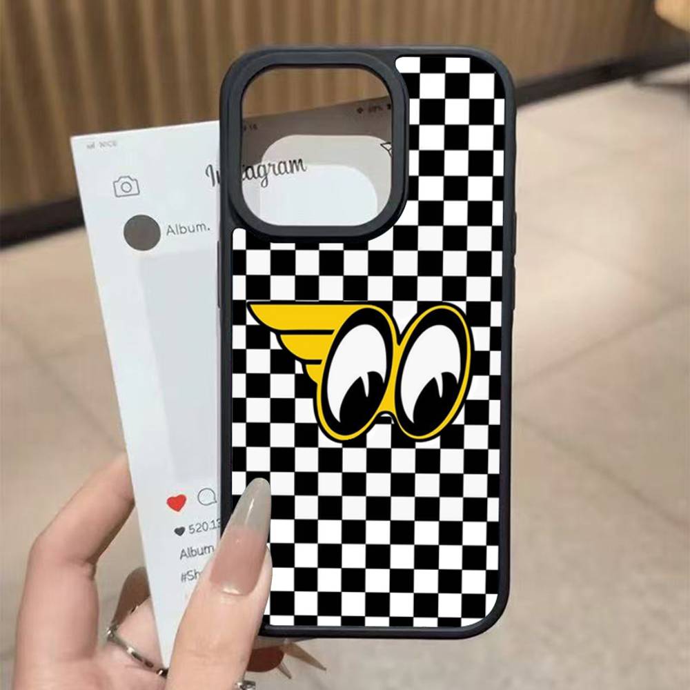 

M-Moon-eyes Luxury Black Silicone Hard Plastic Phone Case For Iphone 17 Air 16 15 14 13 12 11 Pro Max PC+TPU Case iPhone 12 pro