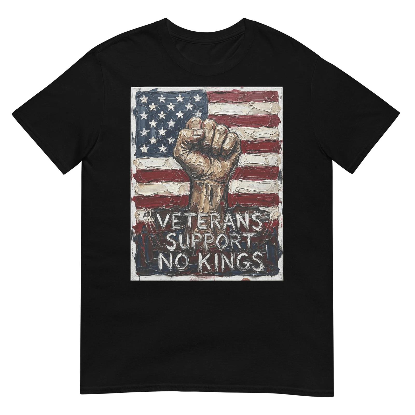No Kings in America Retro Watercolor Veterans T-Shirt 2XL