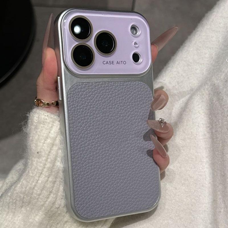 Luxury Crystal Large Window Candy Leather Case for iPhone 17 16 15 14 13 Pro Max 17Pro Shockproof Armor Bumper Plating Cover