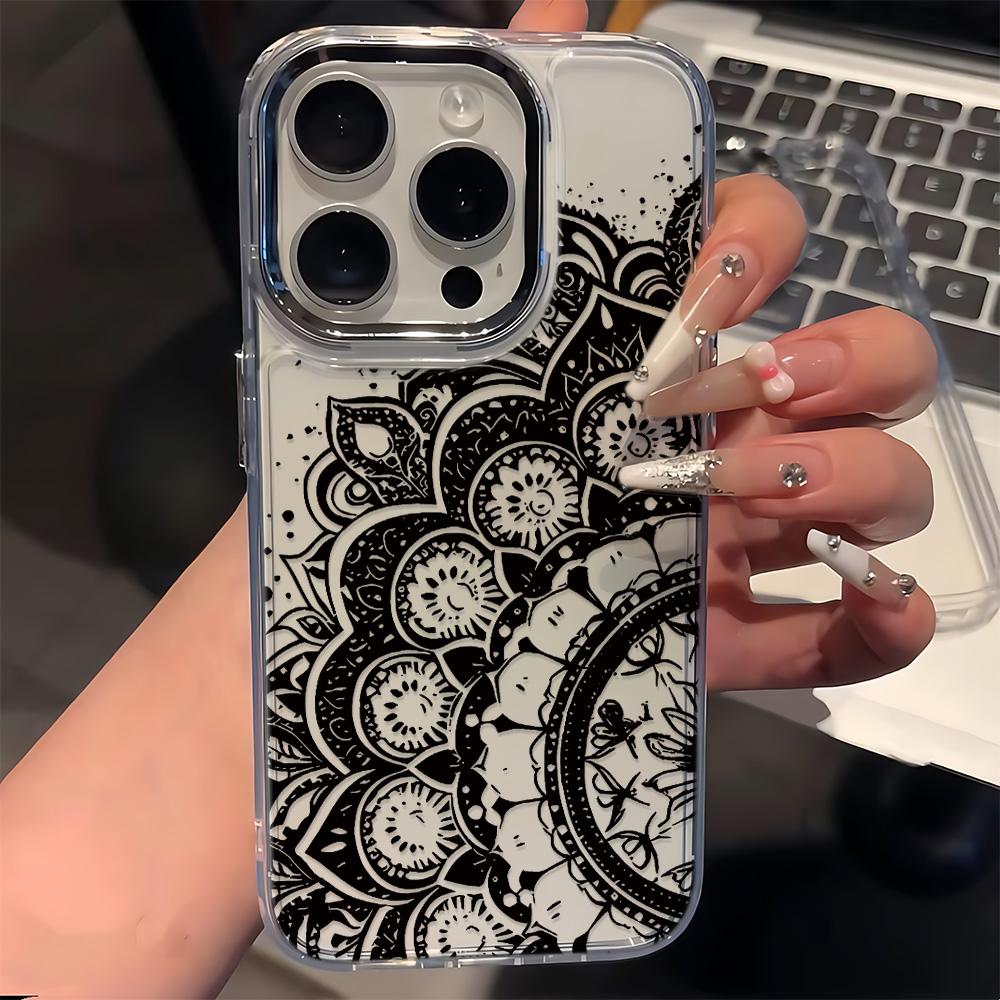 Boho-Mandala-Muster Handyhülle Für iPhone 17 Air 16 16E 15 14 13 12 11 Pro Max 17E Plus Chiffon-Textur Rückseite