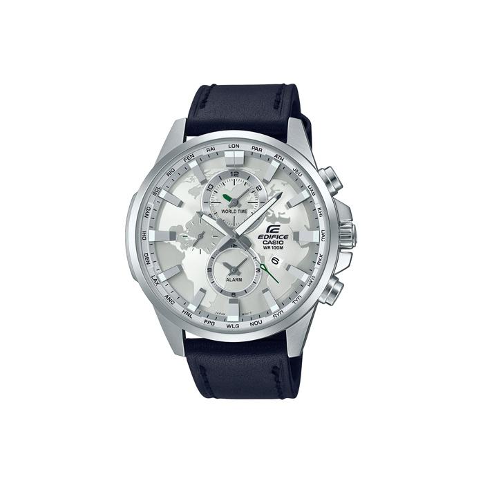 CASIO Men EDIFICE Silver Watch EFR-303BL-7AVUPR- Black Regular Watch Box